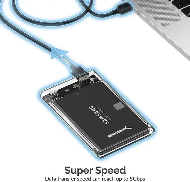 Alt view image 5 of 16 - SABRENT 2.5-Inch SATA to USB 3.0 Tool-Free Clear External Hard Drive Enclosure [Optimized for SSD, Supports UASP SATA III] (EC-OCUB)
