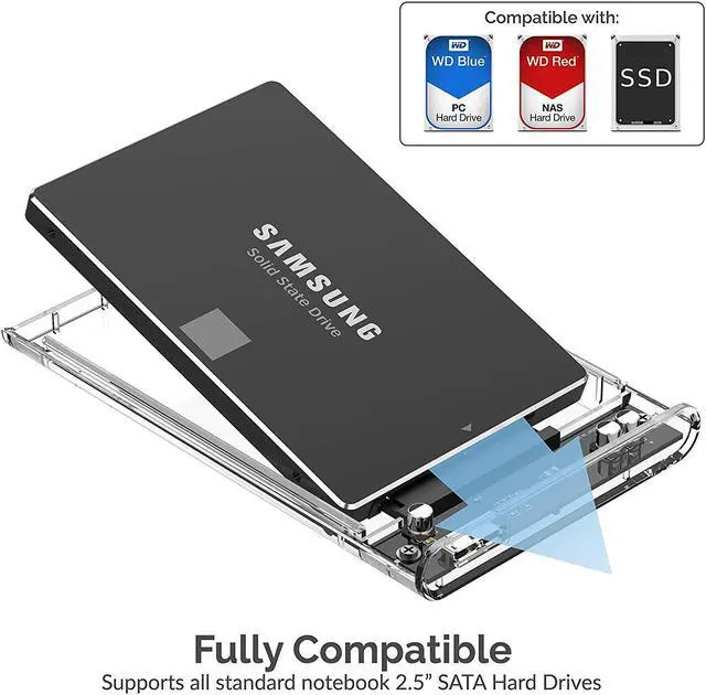 Alt view image 4 of 16 - SABRENT 2.5-Inch SATA to USB 3.0 Tool-Free Clear External Hard Drive Enclosure [Optimized for SSD, Supports UASP SATA III] (EC-OCUB)
