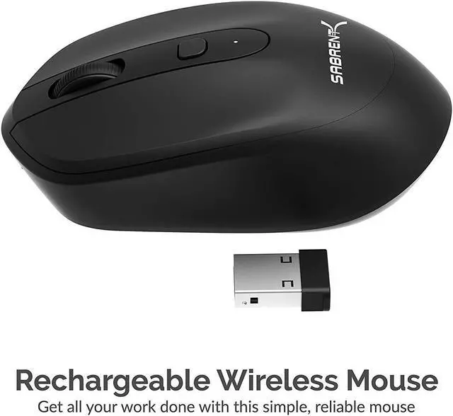 Alt view image 2 of 11 - Sabrent 2.4GHz Rechargeable Wireless Mouse with Adjustable Resolution (MS-RCWM)