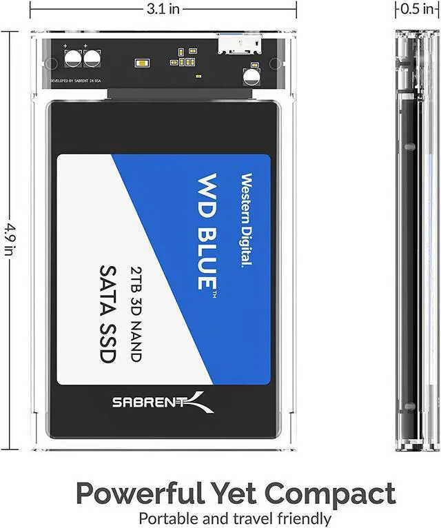 Alt view image 6 of 16 - SABRENT 2.5-Inch SATA to USB 3.0 Tool-Free Clear External Hard Drive Enclosure [Optimized for SSD, Supports UASP SATA III] (EC-OCUB)