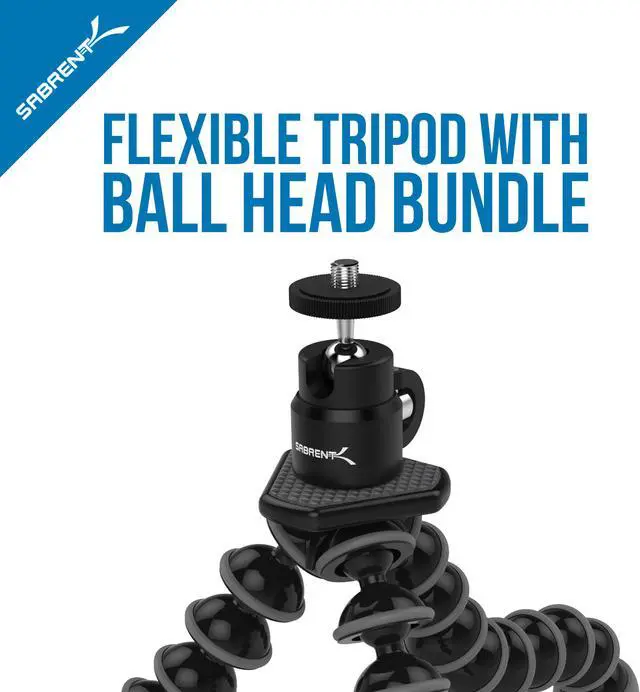 Alt view image 2 of 9 - SABRENT Flexible Tripod with Ball Head Bundle for Standard Tripod Mount (GP-TRPD-TBHD)