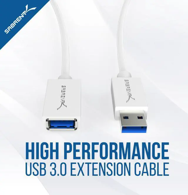 Alt view image 3 of 8 - SABRENT 22AWG USB 3.0 Extension Cable - A-Male to A-Female [White] 3 Feet (CB-303W)