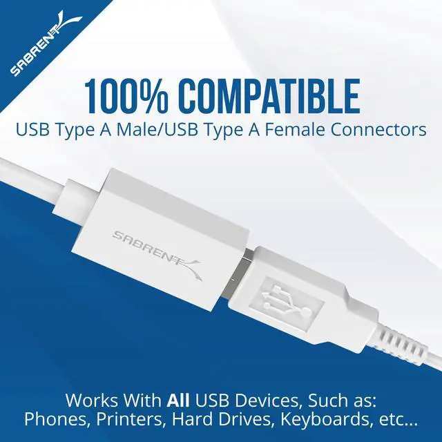 Alt view image 4 of 8 - SABRENT 22AWG USB 3.0 Extension Cable - A-Male to A-Female [White] 3 Feet (CB-303W)