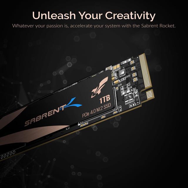 Alt view image 3 of 8 - SABRENT 1TB Rocket NVMe 4.0 Gen4 PCIe M.2 Internal SSD Extreme Performance Solid State Drive with Heatsink (SB-ROCKET-NVMe4-HTSK-1TB)