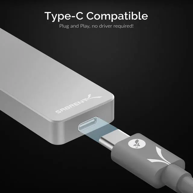 Alt view image 6 of 14 - SABRENT Rocket Nano 2TB USB 3.2 10Gb/s External Aluminum SSD (Silver) (SB-2TB-NANO)