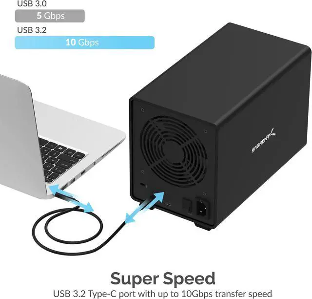Alt view image 5 of 12 - SABRENT USB 3.2 5-Bay 3.5" SATA Hard Drive Tray-Less Docking Station (DS-SC5B)