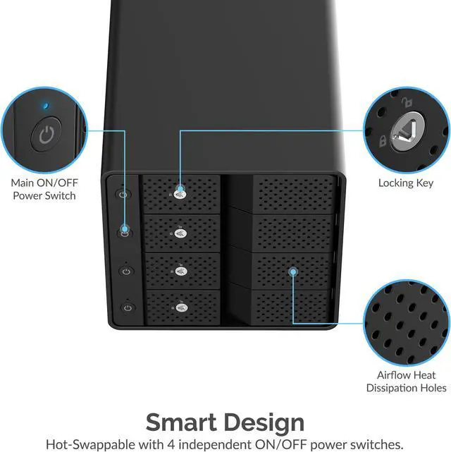 Alt view image 5 of 10 - SABRENT USB 3.2 4-Bay 3.5" SATA Hard Drive Tray-Less Docking Station (DS-SC4B)