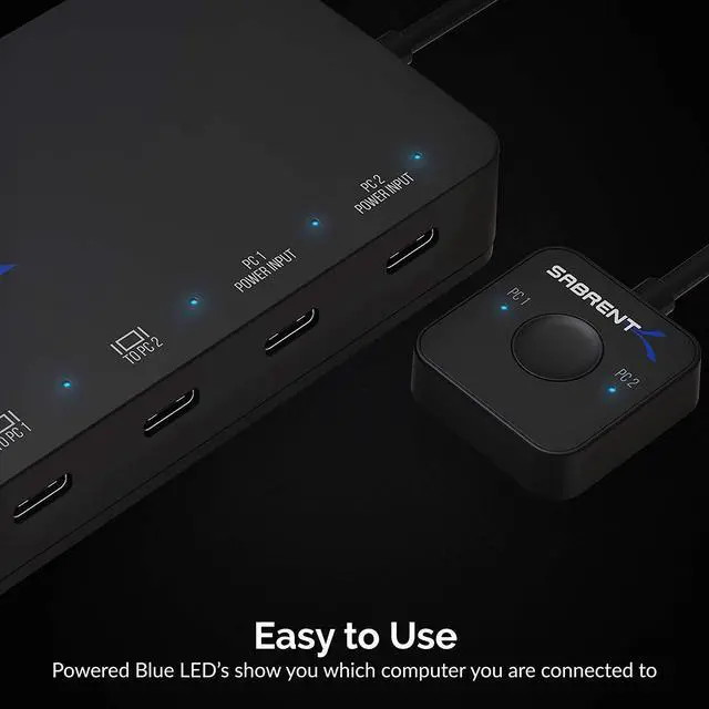 Alt view image 5 of 11 - SABRENT 2-Port USB Type-C KVM Switch with 60 Watt Power Delivery Option (USB-KCPD)