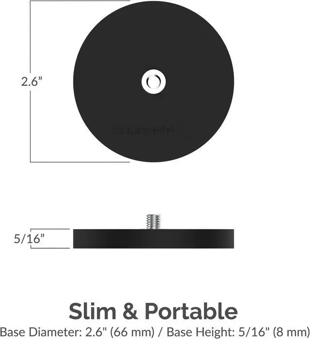 Alt view image 4 of 8 - SABRENT Rubber-Coated Magnetic Mount for Action Cam and Small Cameras (CS-MG66)