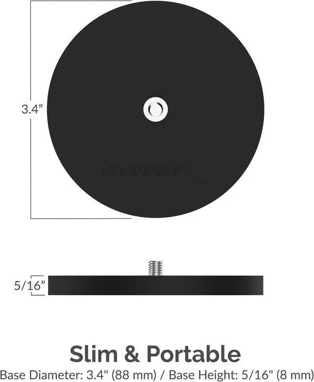 Alt view image 4 of 9 - SABRENT Rubber-Coated Magnetic Mount for Action Cam / Cameras and Small DSLR (CS-MG88)