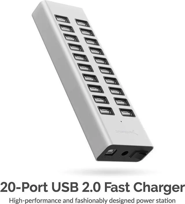 Alt view image 2 of 7 - SABRENT 90W 20-Port USB 2.0 Fast Charger, 12V Power Supply Included (AX-P20C)