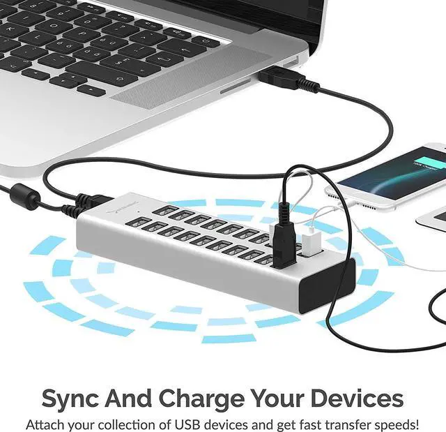 Alt view image 5 of 7 - SABRENT 90W 20-Port USB 2.0 Fast Charger, 12V Power Supply Included (AX-P20C)