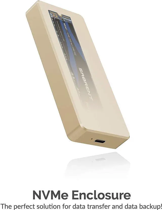 Alt view image 2 of 13 - Sabrent USB Type-C Aluminum Enclosure for M.2 NVMe SSD in Gold (EC-NVME-GLD)