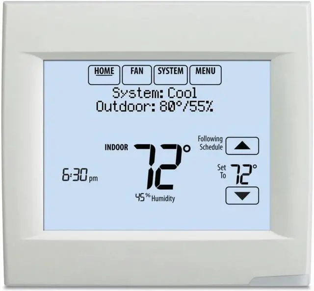 Alt view image 10 of 14 - Honeywell TH8110R1008 VisionPRO 8000 Arctic White Touch Screen Programmable Thermostat, 18 To 30 VAC/750 mV