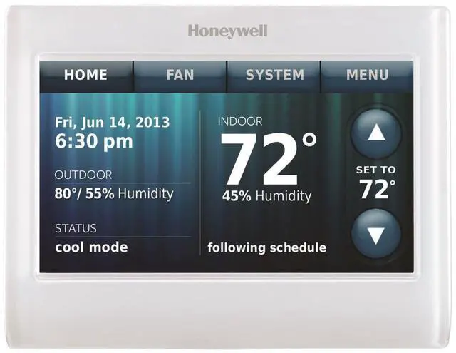 Alt view image 9 of 20 - Honeywell TH9320WF5003 Wi-Fi 9000 Color Touchscreen Programmable Wi-Fi Thermostat (3H/2C)