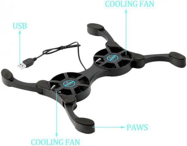 Alt view image 2 of 5 - USB portable folding cooler cooling fan pad 2 fans for notebook computers air-cooled