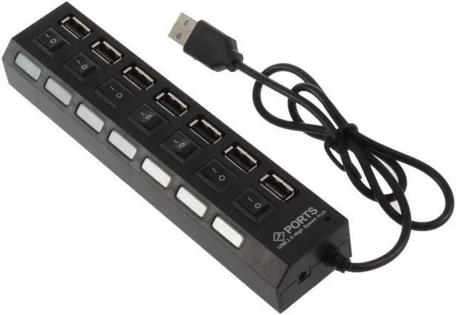 Alt view image 3 of 5 - Interface Conversion 7 Port USB 2.0 Multi Charger Hub High Speed Adapter ON OFF Switch Laptop PC Multi Charger