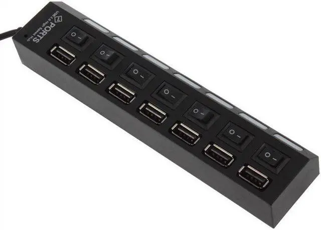 Alt view image 5 of 5 - Interface Conversion 7 Port USB 2.0 Multi Charger Hub High Speed Adapter ON OFF Switch Laptop PC Multi Charger