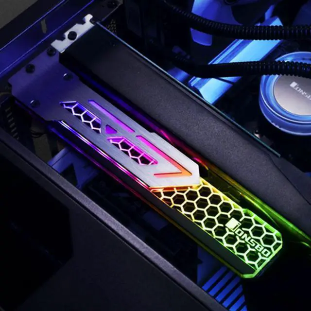 Alt view image 3 of 5 - V3 RGB Graphics Card Support Frame 12V 3 Pin Automatic LED Change Video Card Holder GPU Bracket Water Cooling Stand Kit