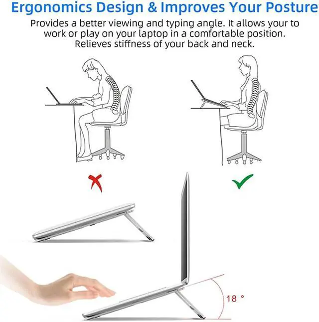 Alt view image 3 of 6 - Desk Laptop Stand Caring Computer Durable Foldable Holder Office Aluminum Supplies for 7-15.5 inch Notebook PC Tablet