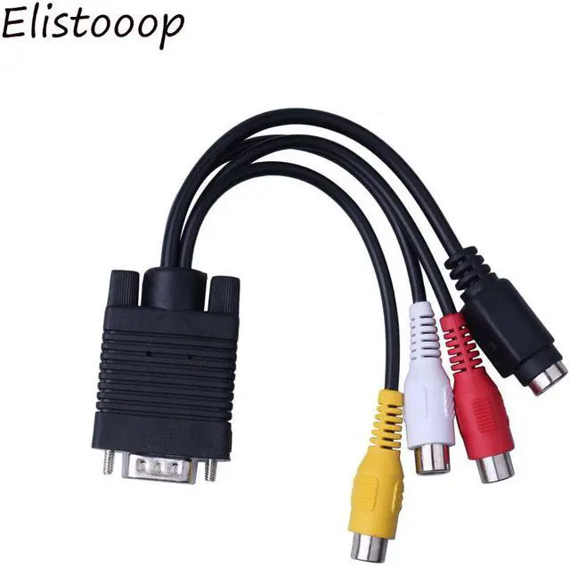 Alt view image 3 of 4 - 15 Pin VGA SVGA Male to S-Video 3 RCA Jack Female Composite AV  Out TV-Out Converter Adapter Cable for Laptop PC Video Cards