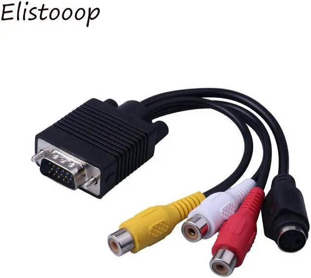 Alt view image 2 of 4 - 15 Pin VGA SVGA Male to S-Video 3 RCA Jack Female Composite AV  Out TV-Out Converter Adapter Cable for Laptop PC Video Cards