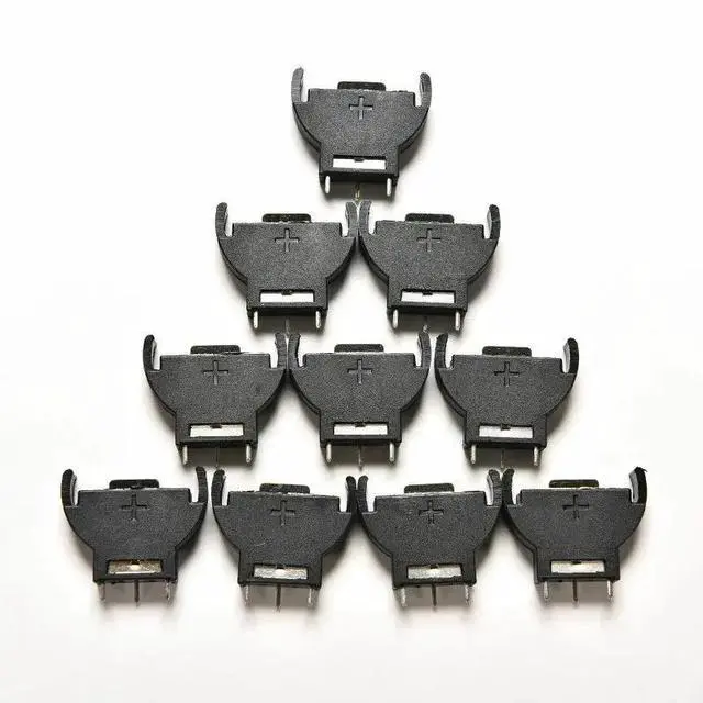 Alt view image 2 of 6 - 10pcs 3 PINS CR2032 Half-Round Lithium Button Cell Coin Battery Box Holder Case CR 2032 Batteries Holder Socket