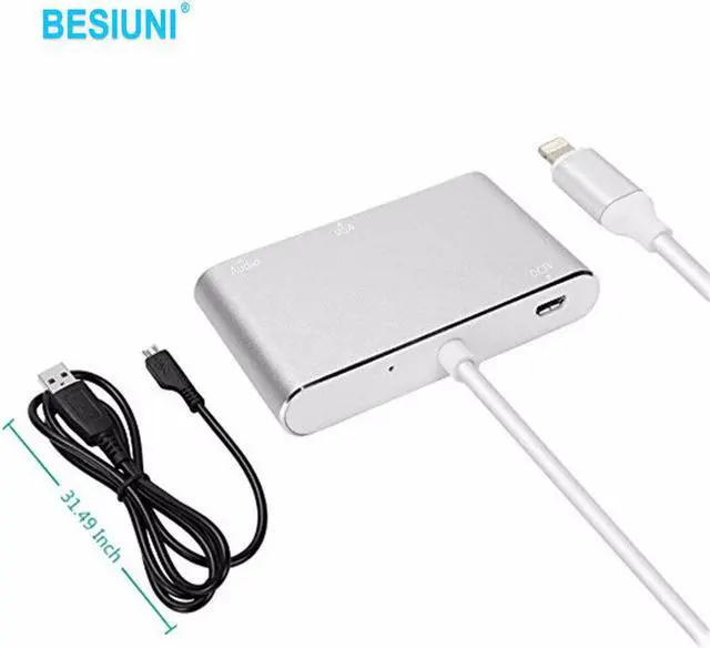 Alt view image 3 of 5 - lighting to hdmi vga audio adapter hdmi vga converter adapter USB Cable For iPhone
