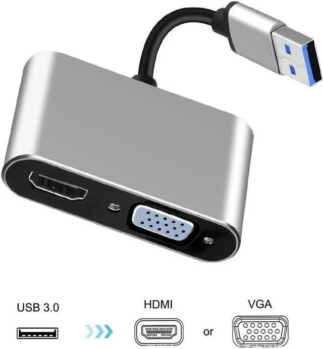 Main image of 3.0 to  VGA 1080P HD 2 In 1 Hub Converter For Laptop HDTV Projectors Monitors  VGA Sync Output for Windows7/8/10