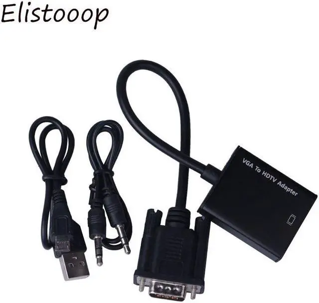 Alt view image 5 of 5 - 1080P VGA Male to HDMI Female Converter Adapter Cable for Laptop Destop to TV Projector Monitor with Audio USB Cable