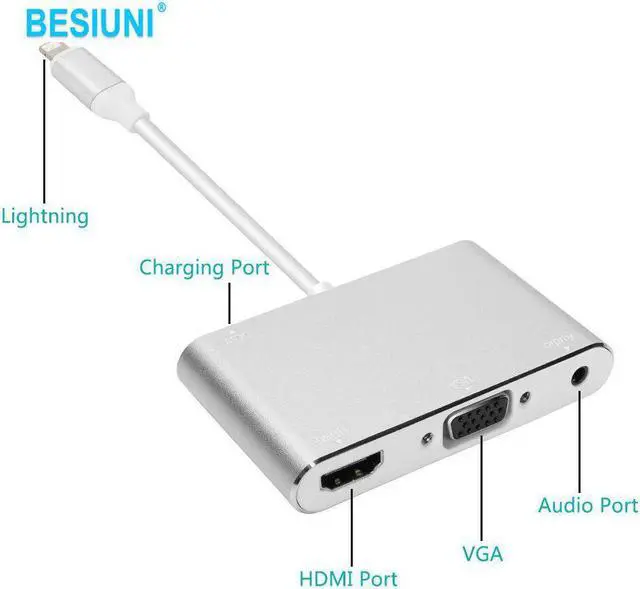 Alt view image 2 of 5 - lighting to hdmi vga audio adapter hdmi vga converter adapter USB Cable For iPhone