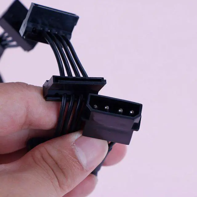 Alt view image 3 of 6 - 1 Pcs Practical Durable PC Server 4 pins IDE Molex 1 to 5 SATA Power Cable Adapter Splitter Cables 18AWG Black 40cm