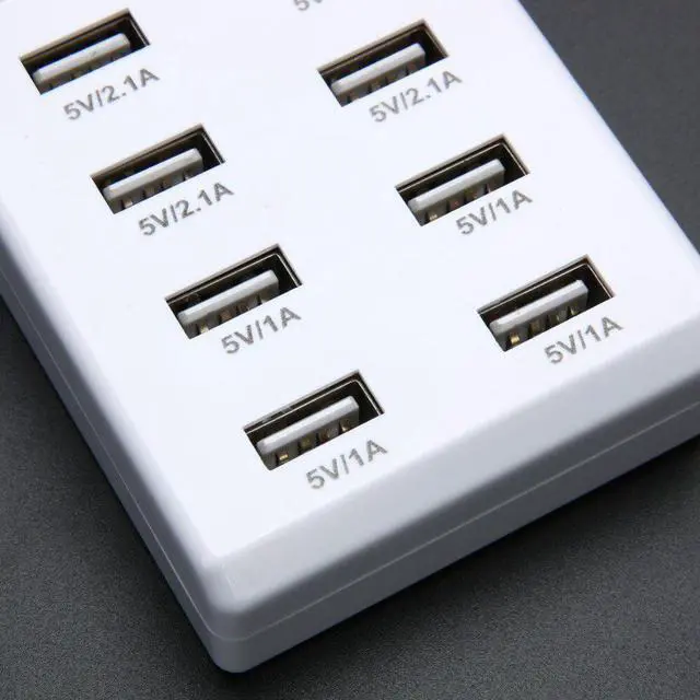 Alt view image 5 of 6 - 10 Port USB Home Travel Wall AC Charger AC100~240V Fast Charge Power Strip Adapter US/EU Plug