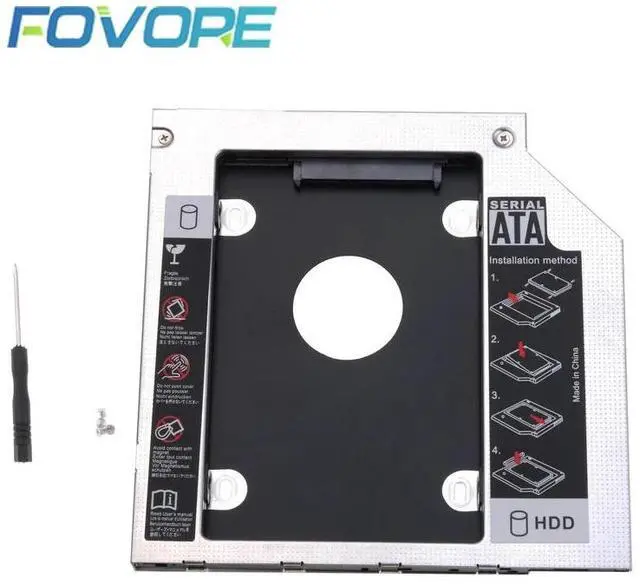 Alt view image 6 of 6 - 12.7mm Aluminum Hard Disk Drive Bay Universal 2.5 2nd Ssd Hd SATA Hard Disk Drive HDD Caddy Adapter Bay For Cd Dvd