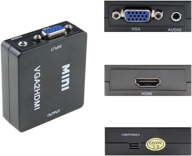 Alt view image 2 of 5 - 1080P Full HD Mini VGA to  Audio Video Converter Adapter Box Support HDTV For PC Laptop Display Computer Mac Projector