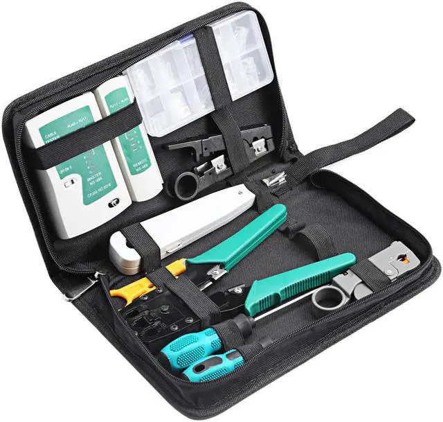 Main image of 11 in 1 Rj45 Crimping Tool Kit For CAT5/CAT6 Professional Computer Maintenance Lan Cable Tester Network Repair Tool Set Bag