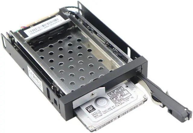 Main image of Full Metal 2 Bay 2.5 Inch SATA HDD SSD Mobile Rack Enclosure With Power Data Cables For 3.5" Floppy Drive Bay Hot Swap