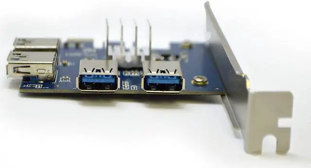 Alt view image 2 of 3 - PCI-E 1x to 4 USB 3.0 Adapter Card For USB GPU Riser Cards Mining Rigs ETH Ethereum XMR Monero ZEC Zcash