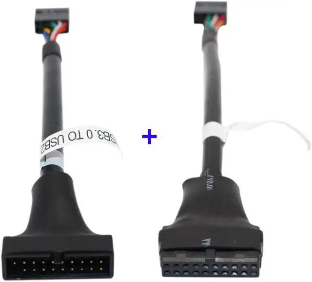 Alt view image 2 of 6 - 2-Pack USB Motherboard Connector 20 Pin USB 3.0 Male/Female to 9 Pin USB 2.0 Female/Male Adapter Cable