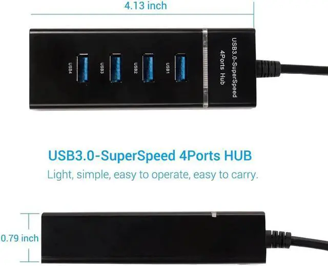 Alt view image 4 of 5 - USB 3.0 Super Speed 4 Ports Hub with LED Light Ultra Slim USB Splitter Adapter Cable for Notebook, USB Flash Drives