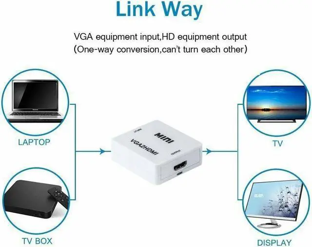 Alt view image 4 of 5 - 1080P Full HD Mini VGA to  Audio Video Converter Adapter Box Support HDTV For PC Laptop Display Computer Mac Projector