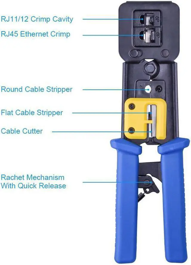 Alt view image 2 of 3 - RJ45 RJ12 Crimp Tool 6P/8P Multi-function Cable Cutter Pass Through Crimper Ethernet Cable Connector Crimping Tool