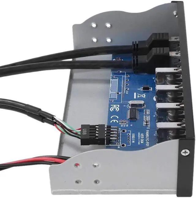 Alt view image 3 of 5 - 5.25" CD-ROM Drive Bay Front Panel 7 Ports Hub 4-Port USB 2.0 Hub 2-Port USB 3.0 Hub 1-Port Fast Charging For Desktop PC Case