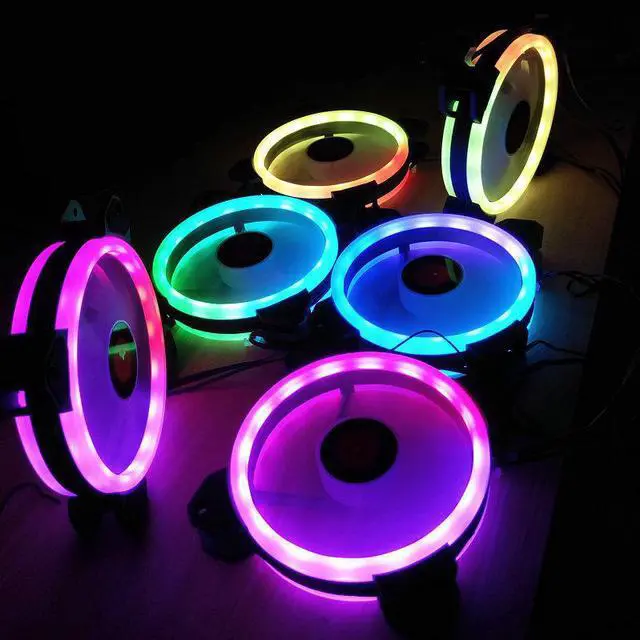 Alt view image 2 of 3 - 3PCS 120mm Hybrid RGB Case Fan Adjustable RGB LED Light Computer Case GPU Colorful Quiet Cooling Fan with Remote