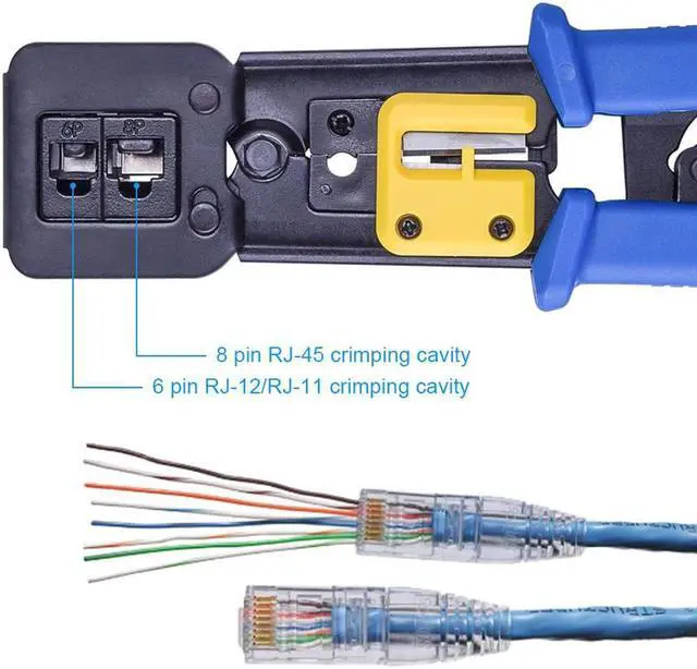 Alt view image 3 of 3 - RJ45 RJ12 Crimp Tool 6P/8P Multi-function Cable Cutter Pass Through Crimper Ethernet Cable Connector Crimping Tool