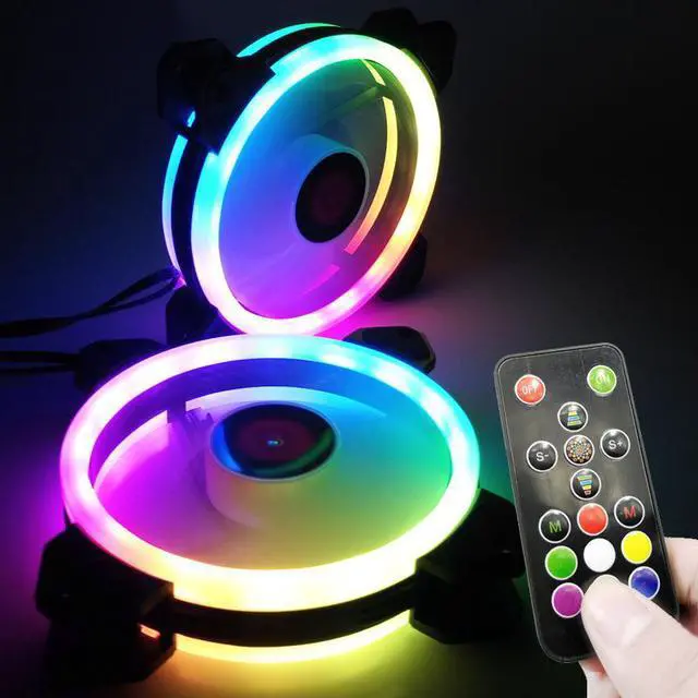 Alt view image 3 of 3 - 3PCS 120mm Hybrid RGB Case Fan Adjustable RGB LED Light Computer Case GPU Colorful Quiet Cooling Fan with Remote