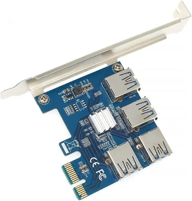Main image of PCI-E 1x to 4 USB 3.0 Adapter Card For USB GPU Riser Cards Mining Rigs ETH Ethereum XMR Monero ZEC Zcash