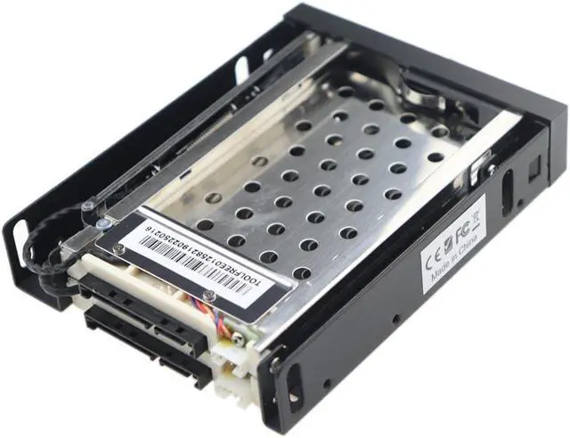 Alt view image 3 of 3 - Full Metal 2 Bay 2.5 Inch SATA HDD SSD Mobile Rack Enclosure With Power Data Cables For 3.5" Floppy Drive Bay Hot Swap