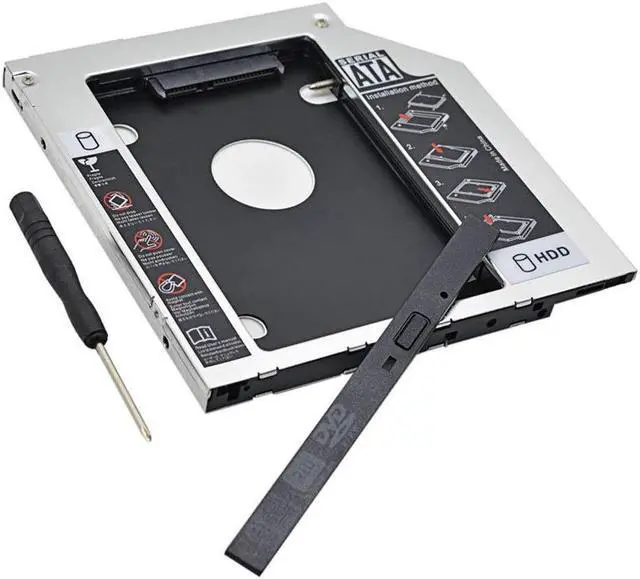 Main image of Universal Aluminum 9.5mm SATA III 2nd SSD HDD Hard Drive Caddy Adapter Tray Enclosure For Laptop CD-ROM DVD-ROM