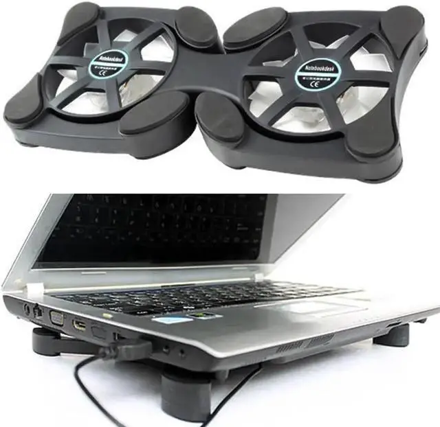 Alt view image 2 of 5 - 14inch Foldable 2 USB fan Port Mini Laptop notebook cooling pad Cooler Cooling Pad Folding Cooler Fan Computer Accessories